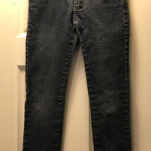 GéGé size 8 dark blue jeans with purple crosses on the back pockets - Picture 2 of 3